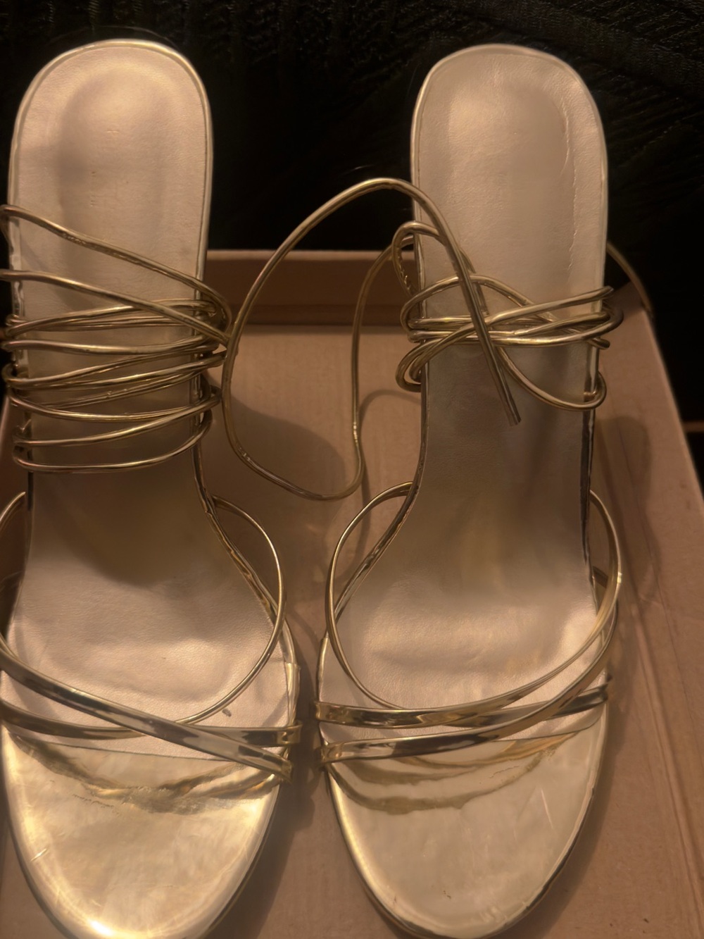 Gold Strappy Women's heels
